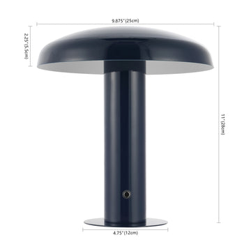Suillius 11" Contemporary Bohemian Rechargeable/Cordless Iron Integrated LED Mushroom Table Lamp